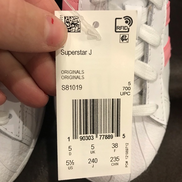 “SEND UR BEST OFFER?” Original “ADIDAS” Superstar J Beautiful Light Pink/White 👟 - Picture 6 of 8